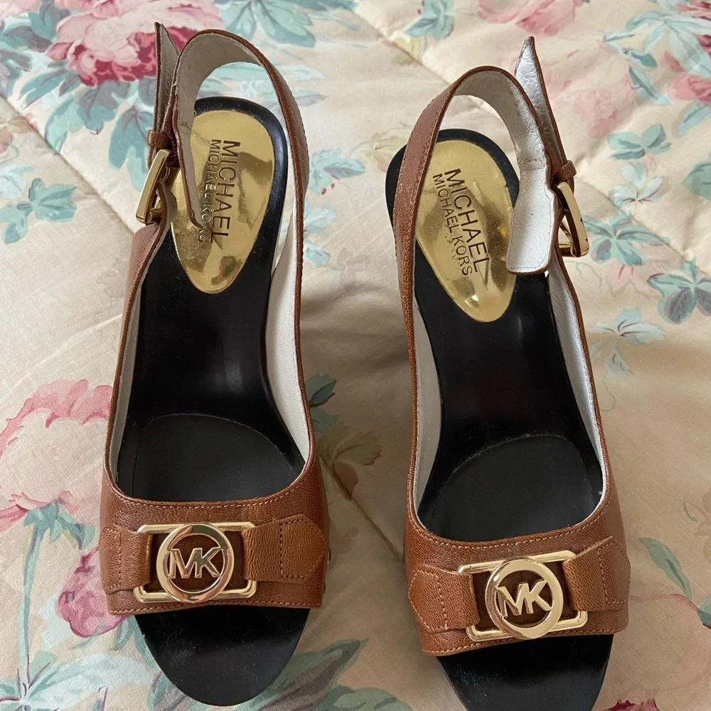 Michael Kors Brown Wedge Sandals - Picture 2 of 7